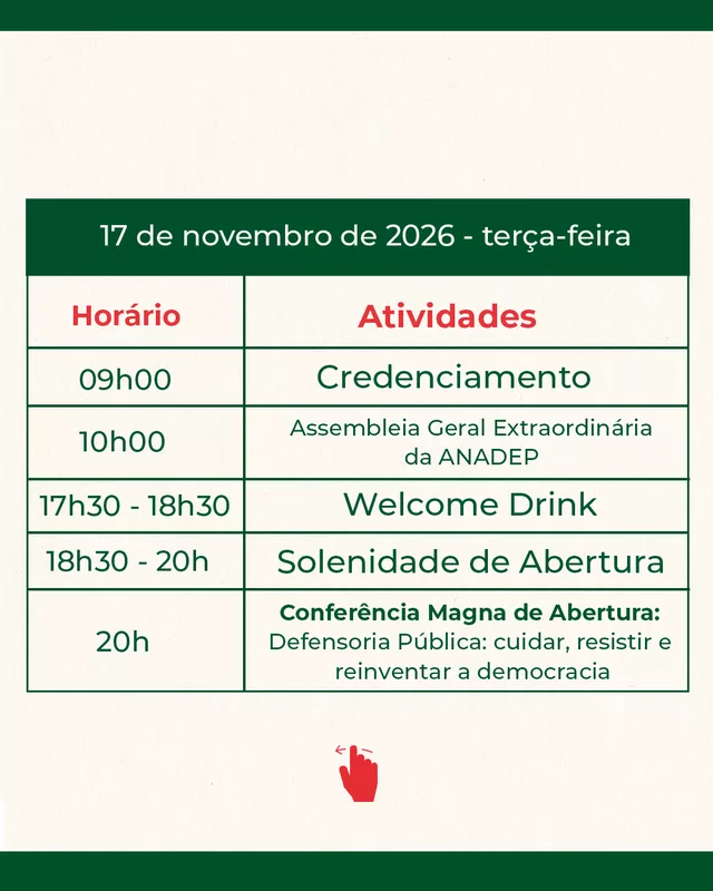 Arte oficial com a pré-programação do XVII CONADEP